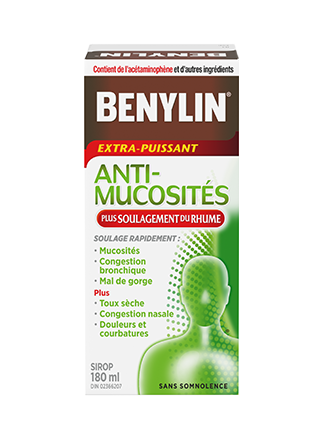 Benylin Extra-puissant Anti-mucosités Plus Soulagement du rhume, sirop, 180 ml