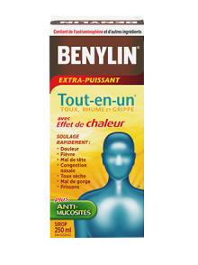 Benylin Tout-en-un Extra-puissant Rhume, grippe et toux, sirop avec effet de chaleur, 250 ml