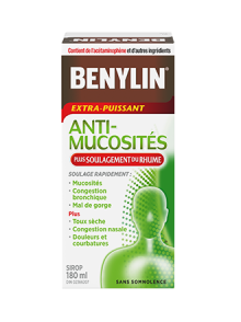 Benylin Extra-puissant Anti-mucosités Plus Soulagement du rhume, sirop, 180 ml